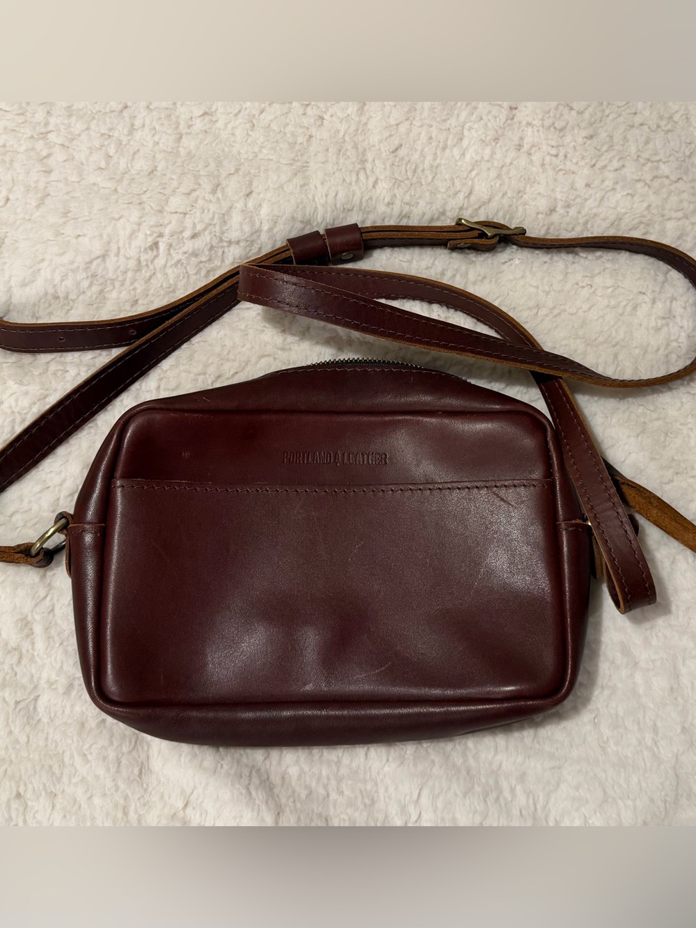 Portland Leather AP Camera Bag Purse Cognac